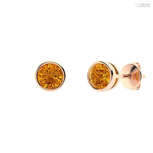 1.26 CTW Citrine Studs Earrings 18K Rose Gold