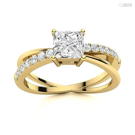 Natural 0.96 CTW Diamond Solitaire Ring 14K Yellow Gold