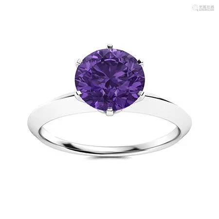 Natural 1.41 CTW Amethyst Solitaire Ring 14K White Gold