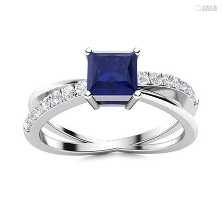 Natural 0.92 CTW Sapphire & Diamond Engagement Ring 18K