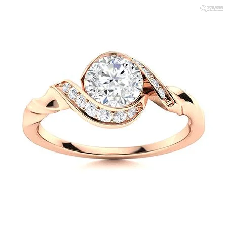 Natural 0.60 CTW Diamond Solitaire Ring 18K Rose Gold