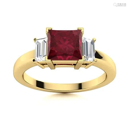 Natural 1.01 CTW Ruby & Diamond Engagement Ring 14K