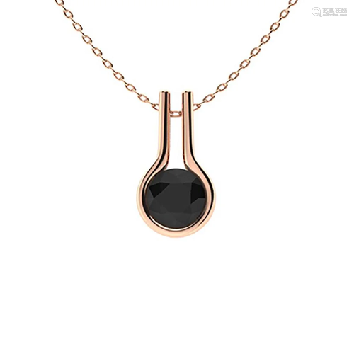 1.02 ctw Black Diamond Necklace 14K Rose Gold