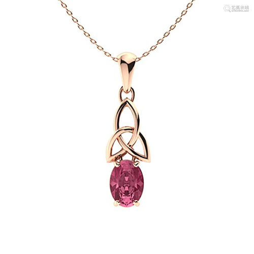 0.87 ctw Pink Tourmaline Necklace 14K Rose Gold