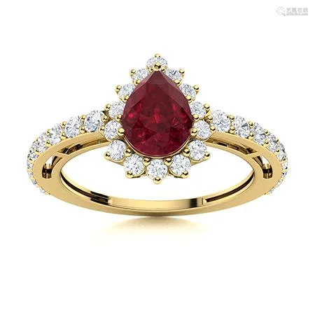 Natural 1.50 CTW Ruby & Diamond Engagement Ring 18K