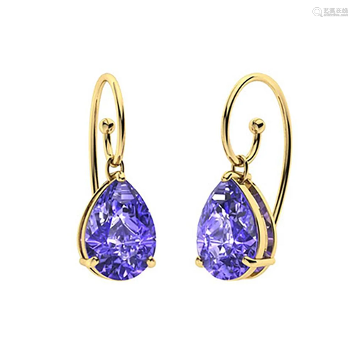 1.56 CTW Tanzanite Drops Earrings 18K Yellow Gold