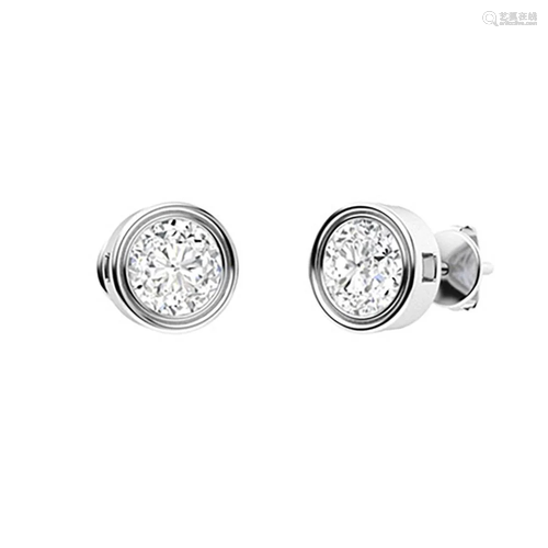 1.26 CTW Diamond Studs Earrings 14K White Gold