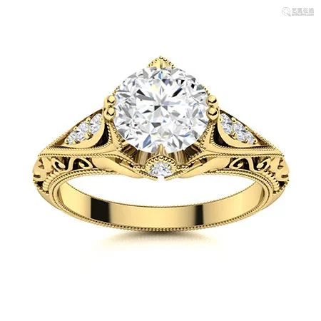 Natural 1.64 CTW Diamond Solitaire Ring 18K Yellow Gold