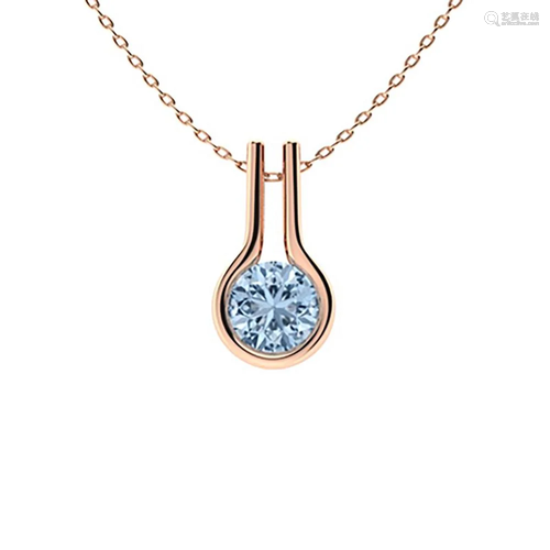 1.22 ctw Aquamarine Necklace 18K Rose Gold