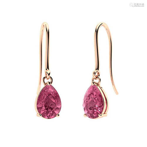 1.64 CTW Pink Sapphire Drops Earrings 18K Rose Gold