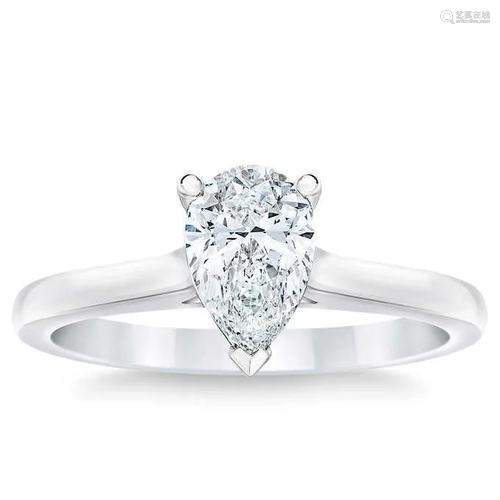 Natural 1 CT Diamond Solitaire Ring 18K White Gold