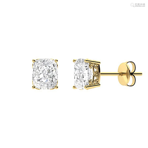 1.46 CTW White Topaz Studs Earrings 18K Yellow Gold