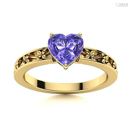 Natural 0.53 CTW Tanzanite Solitaire Ring 14K Yellow