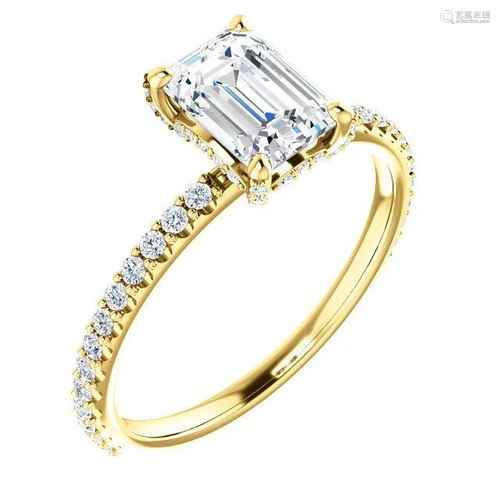 Natural 2.02 CTW Diamond Basket Emerald Cut Diamond