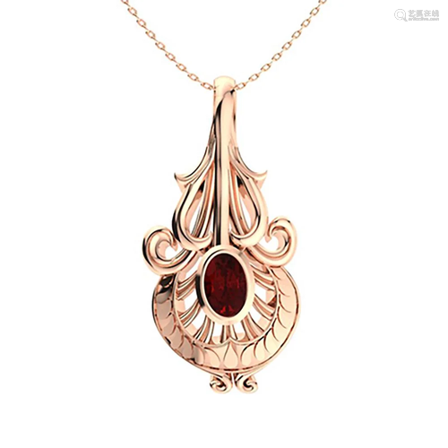 1.25 ctw Garnet Necklace 18K Rose Gold