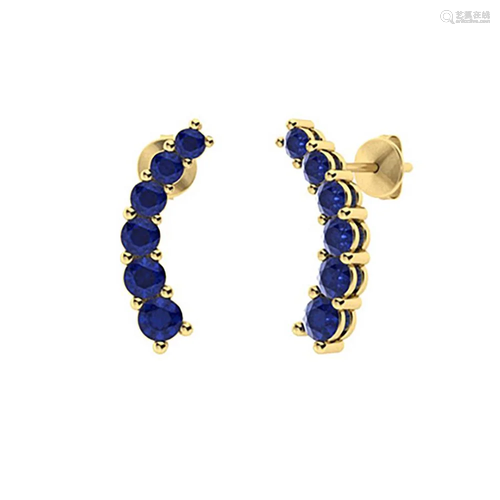 1.08 CTW Sapphire Halo Earrings 14K Yellow Gold