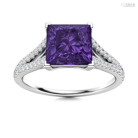 Natural 1.16 CTW Amethyst & Diamond Engagement Ring 14K