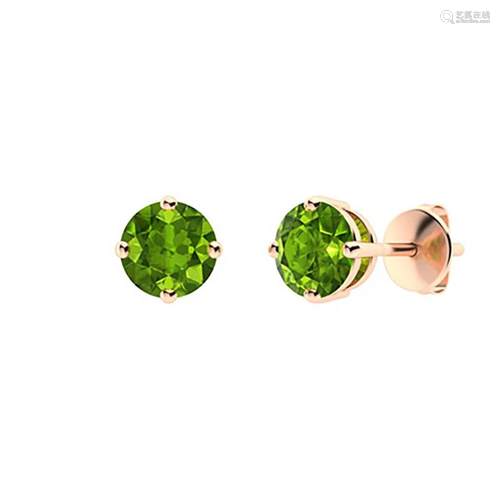 0.86 CTW Peridot Studs Earrings 18K Rose Gold