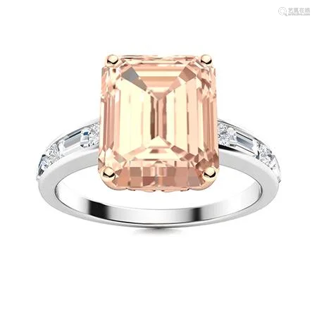 Natural 3.56 CTW Morganite & Diamond Engagement Ring