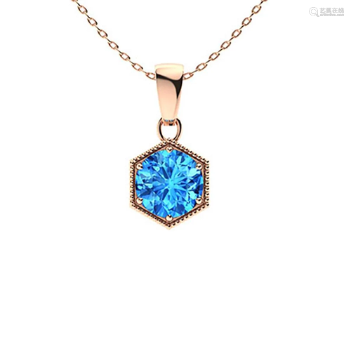 0.72 ctw Sky blue Topaz Necklace 14K Rose Gold