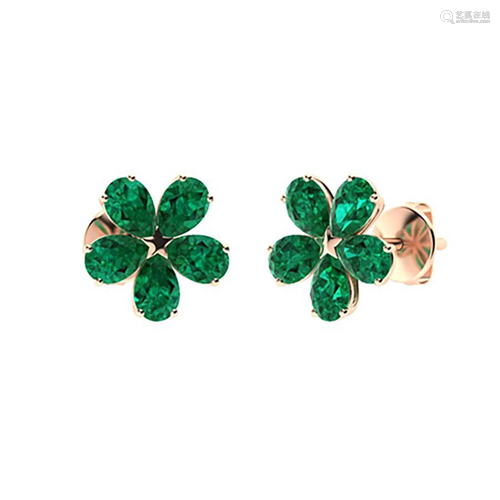 2.56 CTW Emerald Halo Earrings 18K Rose Gold