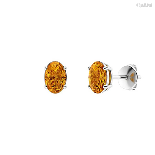 0.5 CTW Citrine Studs Earrings 14K White Gold