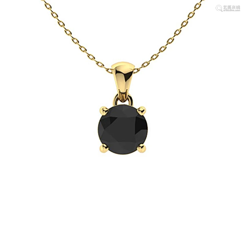 1.02 ctw Black Diamond Necklace 14K Yellow Gold