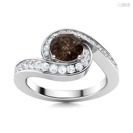 Natural 1.10 CTW Smoky Quartz & Diamond Engagement Ring