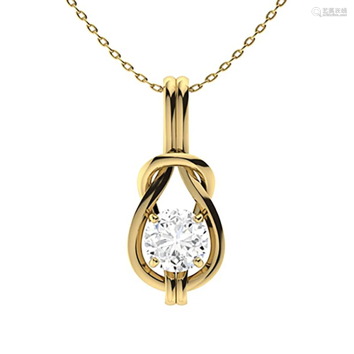 0.59 ctw White Sapphire Necklace 18K Yellow Gold