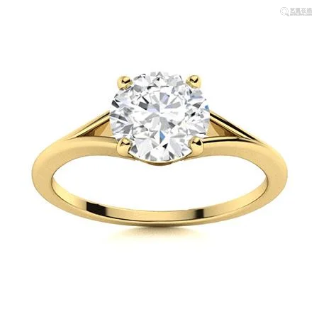 Natural 0.82 CTW Diamond Solitaire Ring 18K Yellow Gold