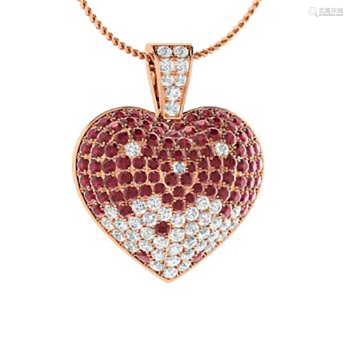 3.47 ctw Ruby & Diamond Necklace 18K Rose Gold