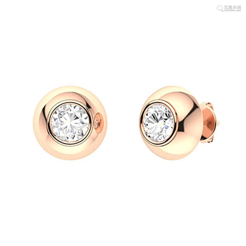 2.06 CTW Diamond Studs Earrings 18K Rose Gold