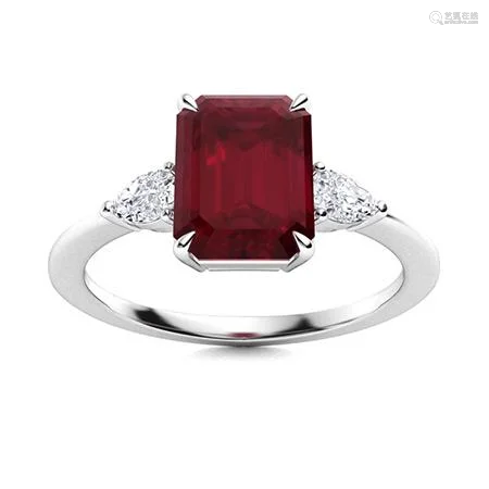 Natural 4.63 CTW Ruby & Diamond Engagement Ring 18K