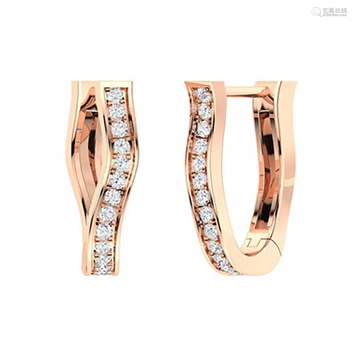 0.27 CTW Diamond Hoops Earrings 14K Rose Gold