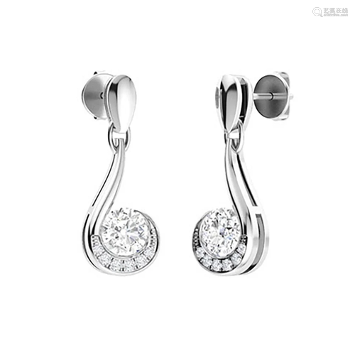 0.58 CTW Diamond Drops Earrings 18K White Gold