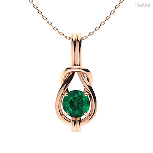 1.02 ctw Emerald Necklace 14K Rose Gold