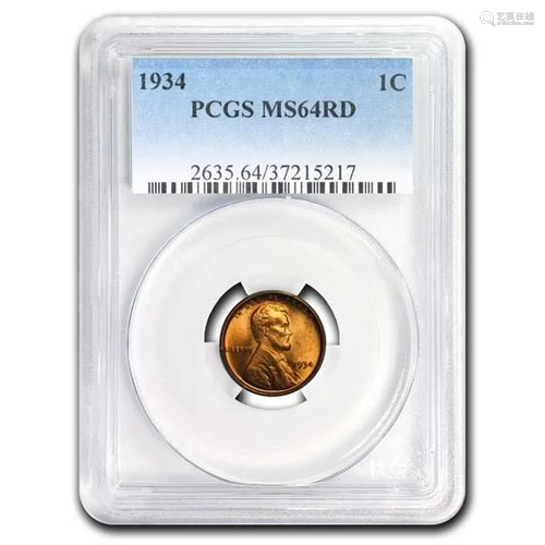 1934 Lincoln Cent MS-64 PCGS (Red)