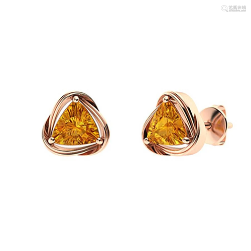 1.96 CTW Citrine Studs Earrings 18K Rose Gold