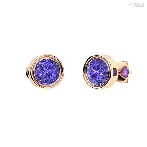 2.86 CTW Tanzanite Studs Earrings 14K Rose Gold