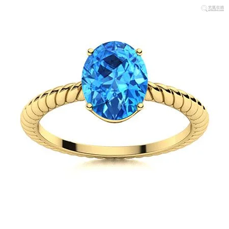 Natural 3.10 CTW Topaz Solitaire Ring 18K Yellow Gold