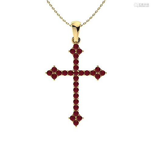 0.73 ctw Ruby Necklace 18K Yellow Gold