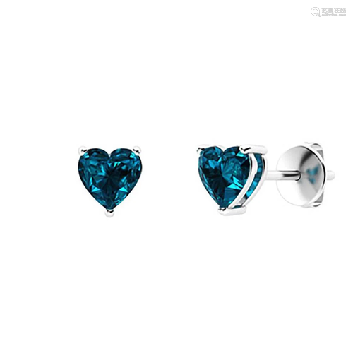 1.82 CTW London Blue Topaz Studs Earrings 14K White