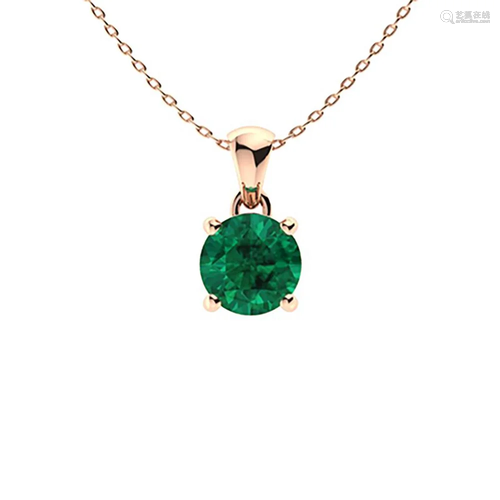 0.42 ctw Emerald Necklace 14K Rose Gold