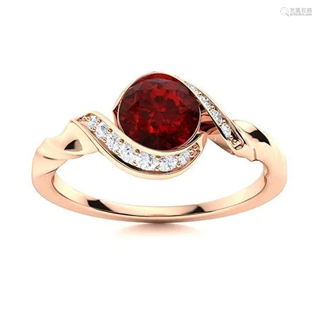 Natural 1.35 CTW Garnet & Diamond Engagement Ring 18K