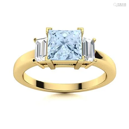 Natural 0.86 CTW Aquamarine & Diamond Engagement Ring