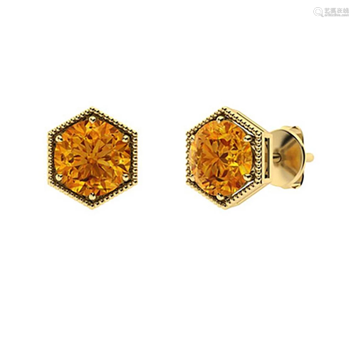 1.26 CTW Citrine Studs Earrings 18K Yellow Gold