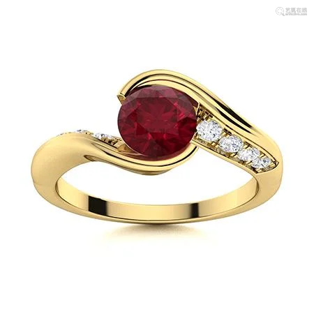 Natural 1.02 CTW Ruby & Diamond Engagement Ring 18K