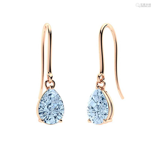 1.28 CTW Aquamarine Drops Earrings 14K Rose Gold