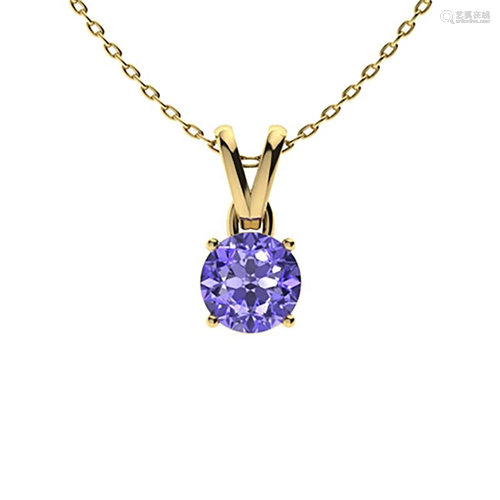 1.22 ctw Tanzanite Necklace 18K Yellow Gold