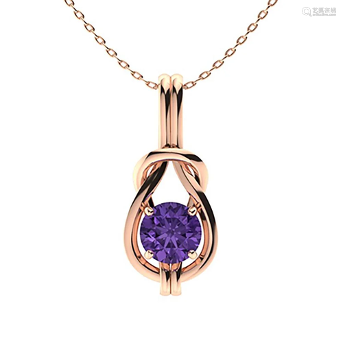 0.42 ctw Amethyst Necklace 14K Rose Gold